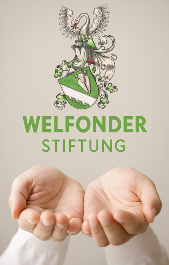 Symbolbild: Vertrauen – haltende Hände und Wappen der Familie Welfonder